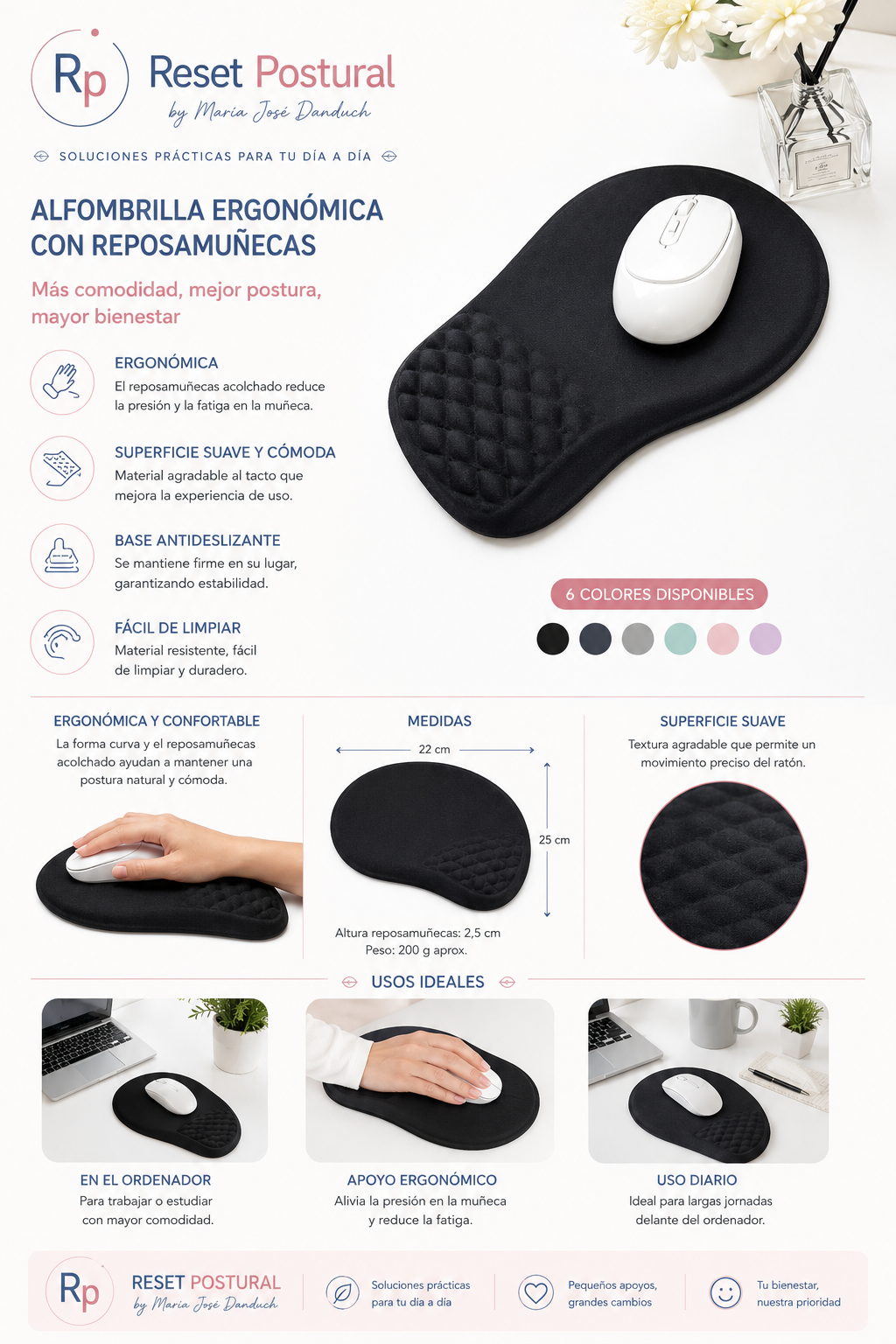 Alfombrilla Ergonómica con Reposamuñecas - Imagen 2