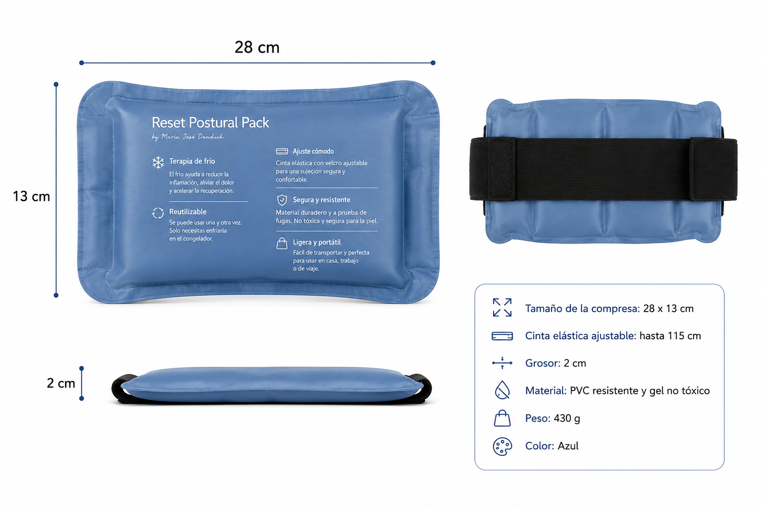 Bolsa de gel Frío GRANDE Reutilizable | Alivio inmediato