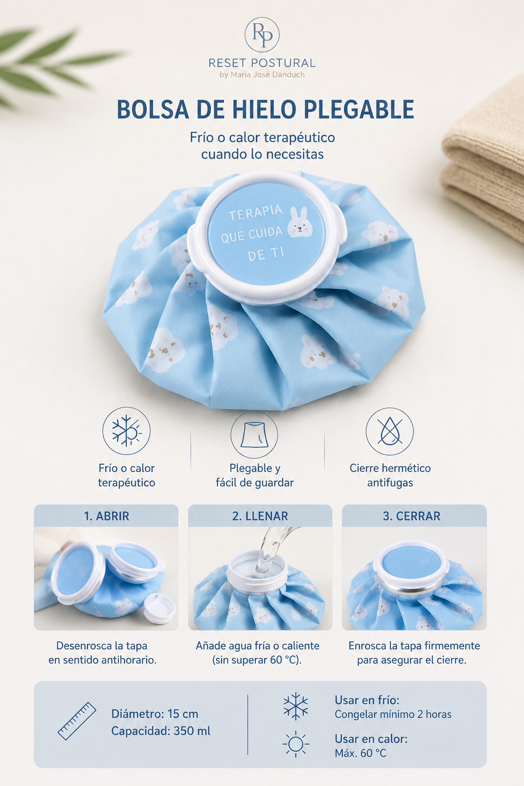 Bolsa de Hielo Plegable para Frío y Calor Terapéutico | Alivio inmediato cuando más lo necesitas - Imagen 2
